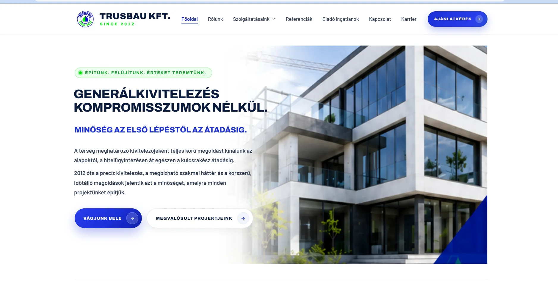Trusbau Kft. — asztali nézet